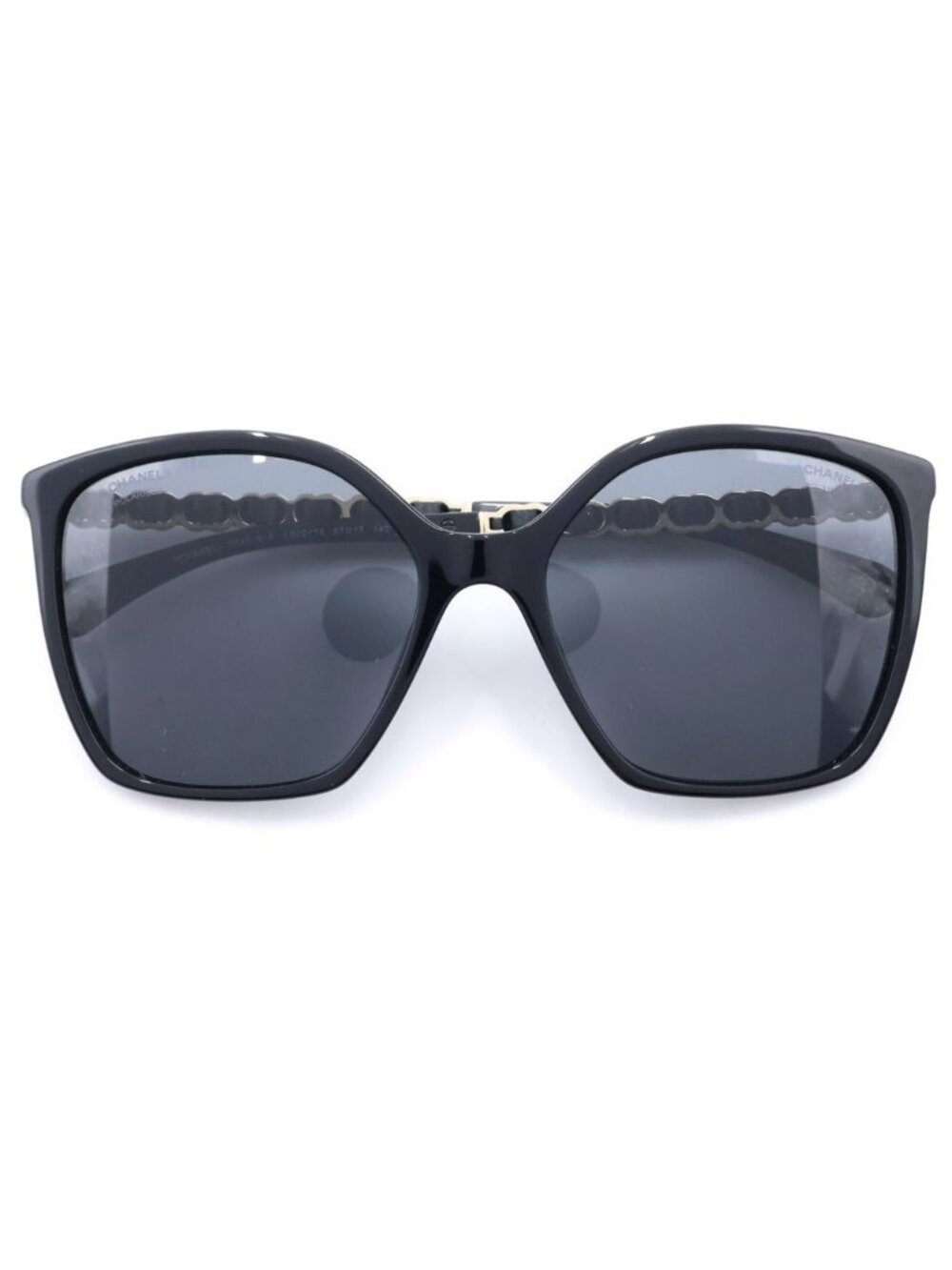Chanel Gold Chain Square Sunglasses Eyewear Black